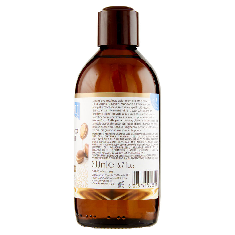 OLIO CORPO E CAPELLI BIOLOGICO ARGAN I PROVENZALI 200ML - 6