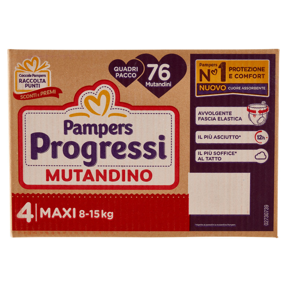 MUTANDINO PAMPERS PROGRESSI QUADRIPACK MAXI PZ.76 - 0