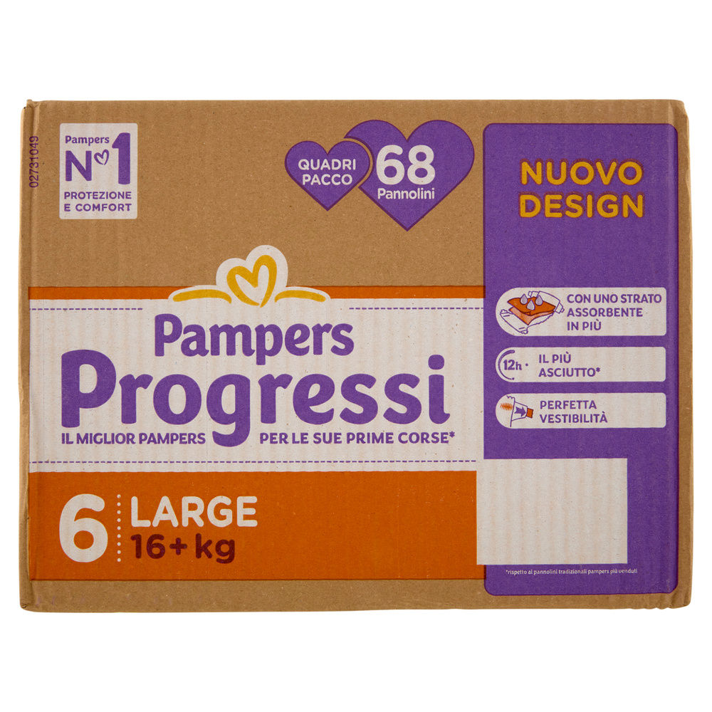 Pannolini pampers progressi quadripack xl pz.68