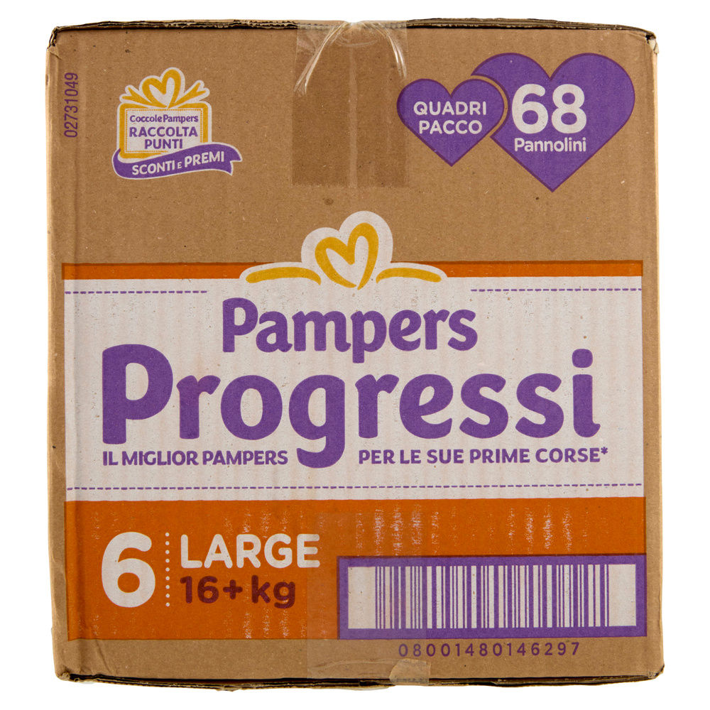 PANNOLINI PAMPERS PROGRESSI QUADRIPACK XL PZ.68 - 3