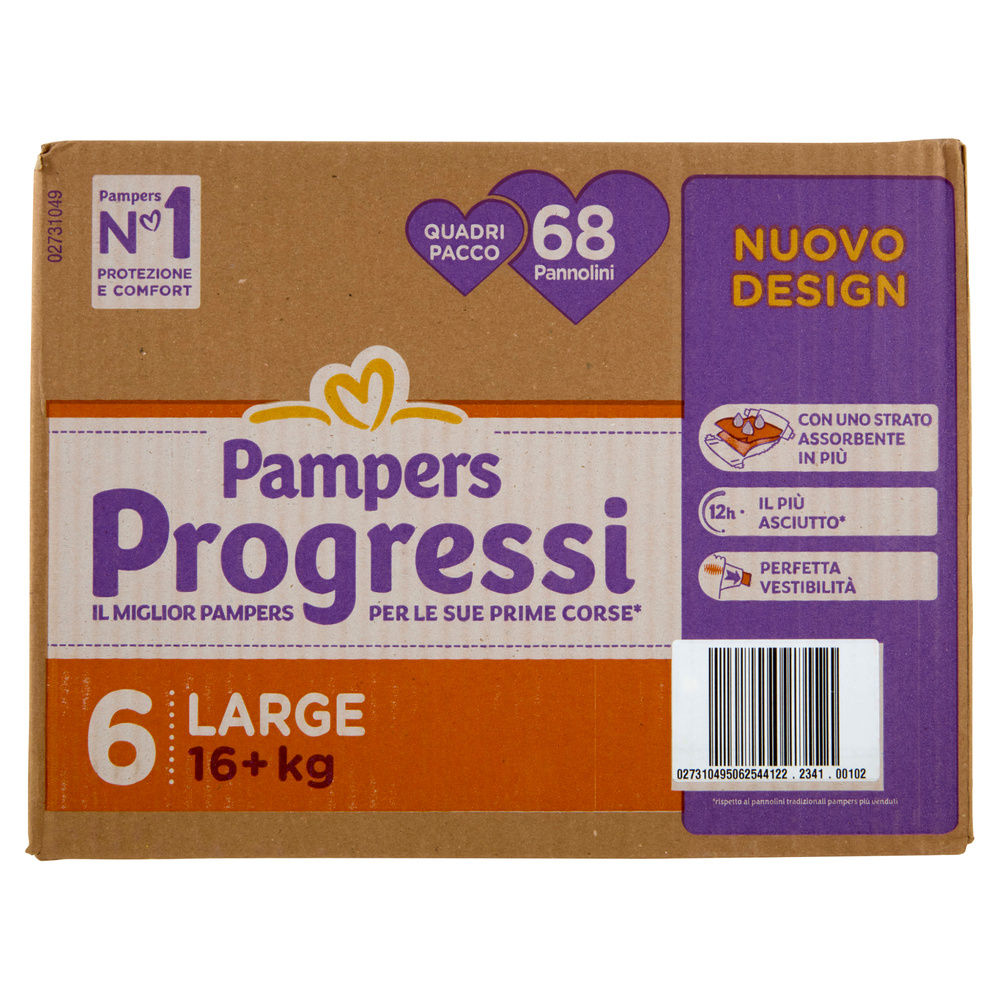 PANNOLINI PAMPERS PROGRESSI QUADRIPACK XL PZ.68 - 1
