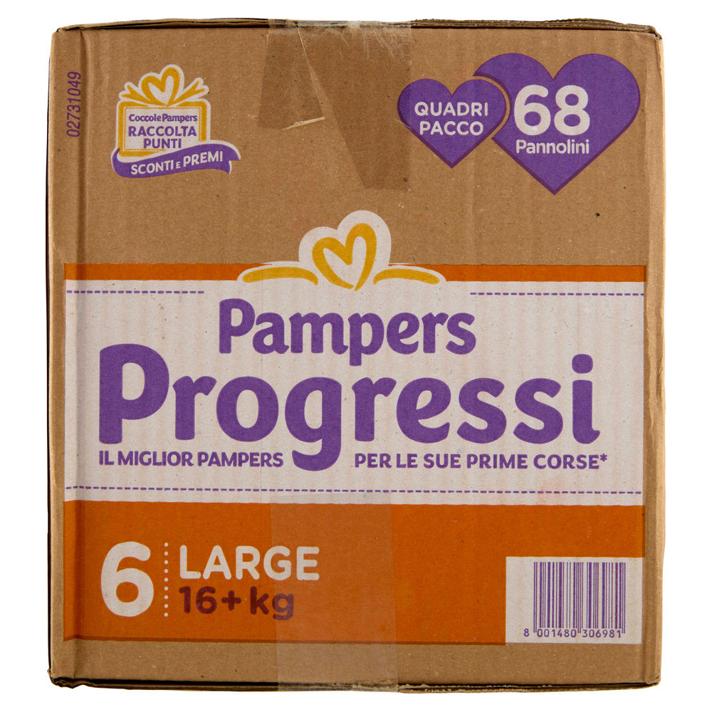 PANNOLINI PAMPERS PROGRESSI QUADRIPACK XL PZ.68 - 6