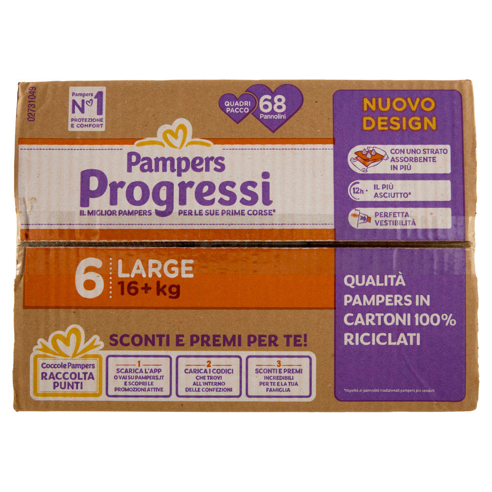 PANNOLINI PAMPERS PROGRESSI QUADRIPACK XL PZ.68 - 4