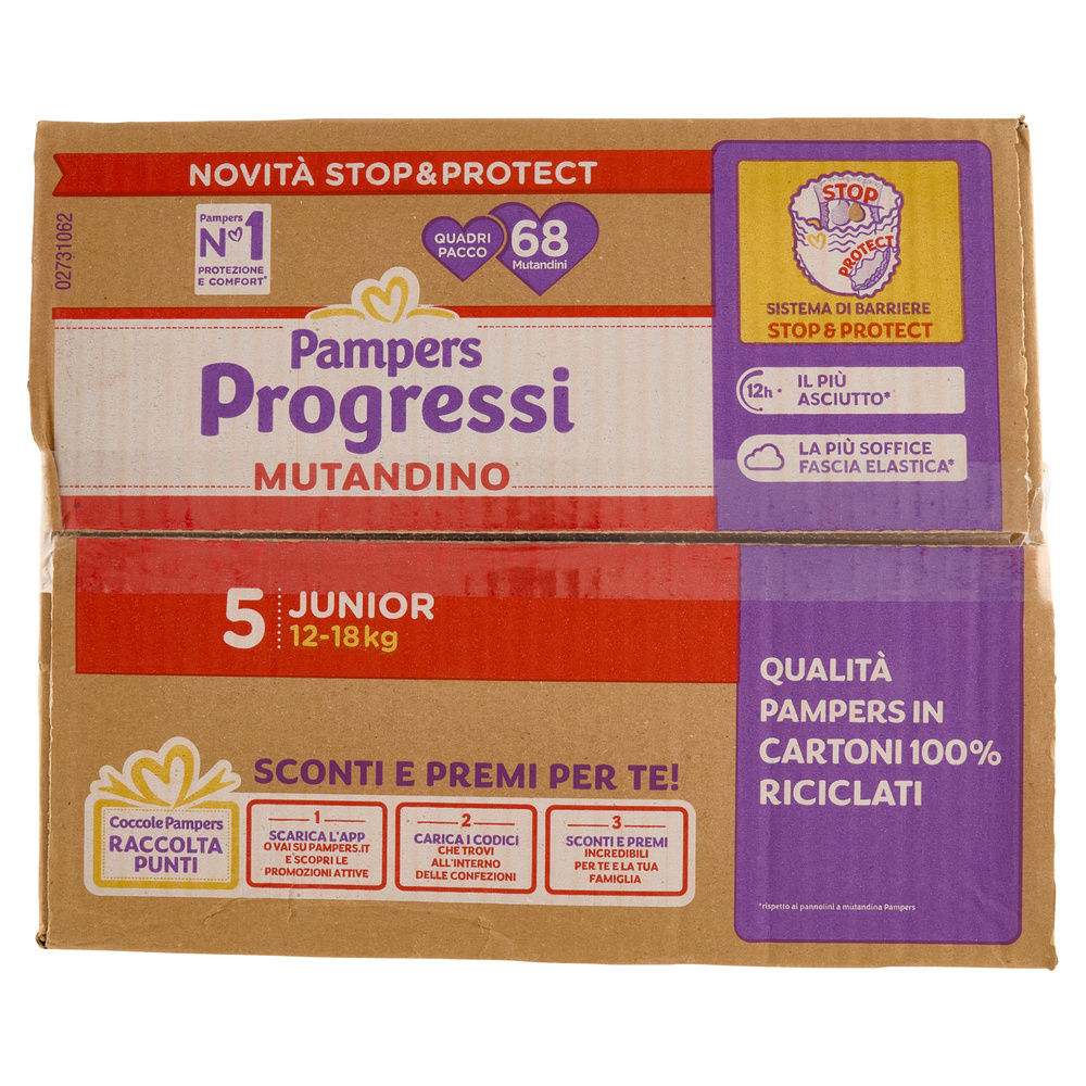 MUTANDINO PAMPERS PROGRESSI QUADRIPACK JUNIOR PZ.68 - 6