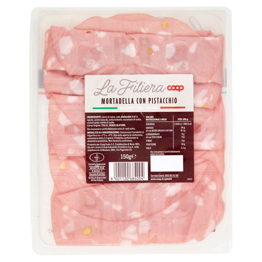 MORTADELLA  AFFETTATA CON PISTACCHIO COOP G 150 - 1