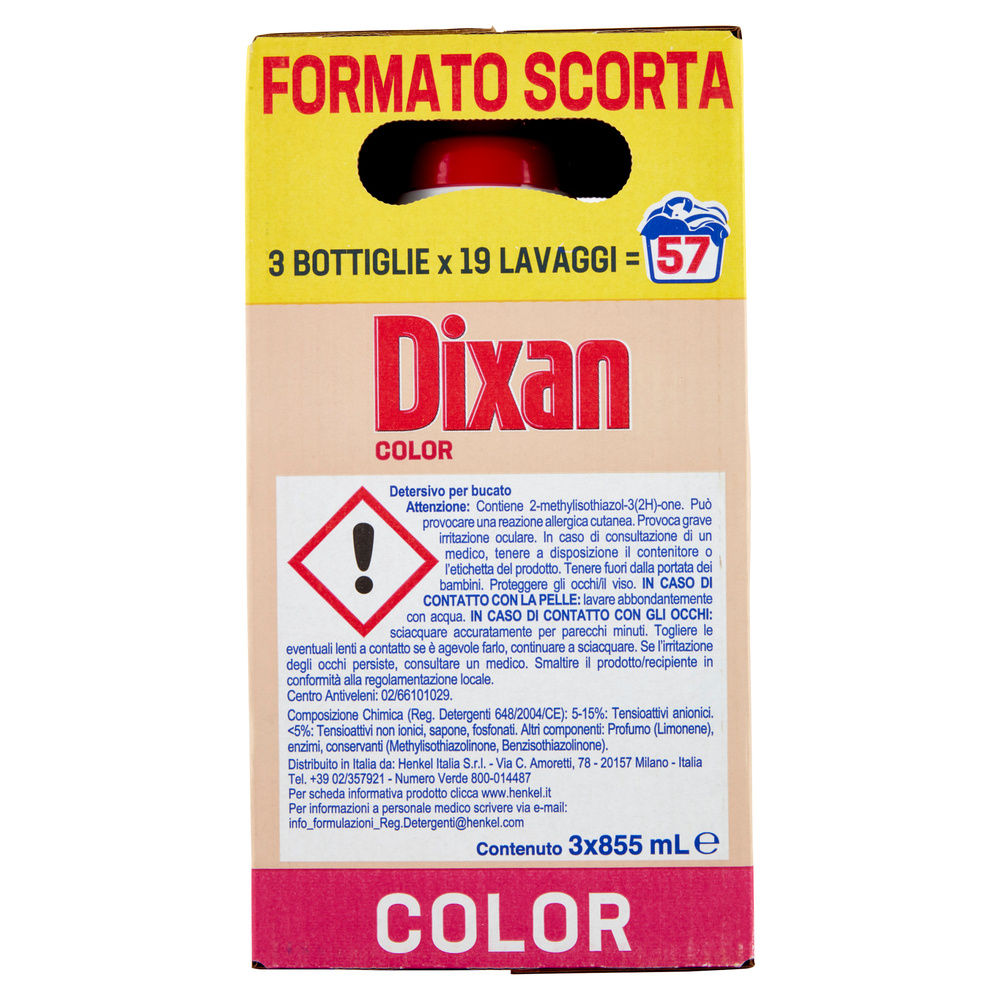 DETERSIVO LAVATRICE LIQUIDO DIXAN 19LAVX3 COLOR 3X L 0,855 - 3