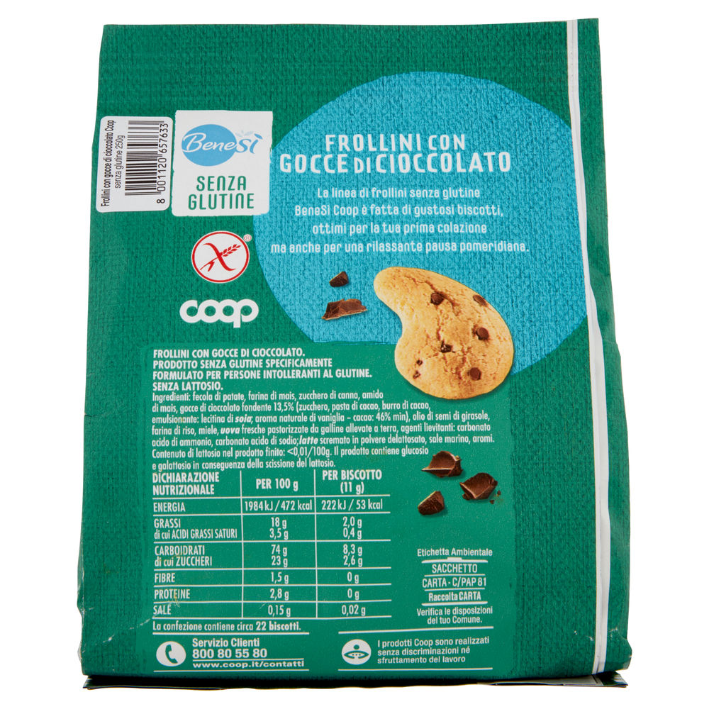FROLLINO GOCCE DI CIOCCOLATO S/GLUTINE S/LATTOSIO BENESÌ COOP G250 - 1