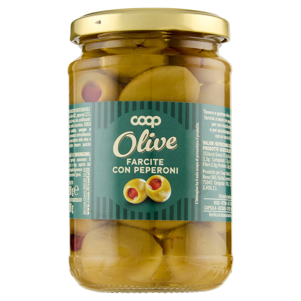 OLIVE FARCITE C/ PEPERONE IN OLIO DI GIRASOLE COOP V.V.280G - 0