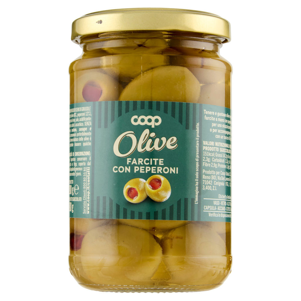 OLIVE FARCITE C/ PEPERONE IN OLIO DI GIRASOLE COOP V.V.280G - 14