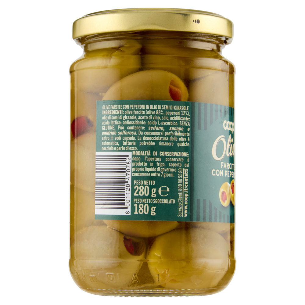OLIVE FARCITE C/ PEPERONE IN OLIO DI GIRASOLE COOP V.V.280G - 13
