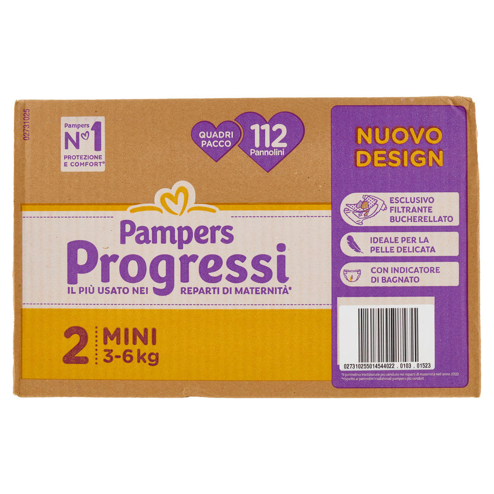PANNOLINI PAMPERS PROGRESSI QUADRIPACK MINI PZ.112 - 1