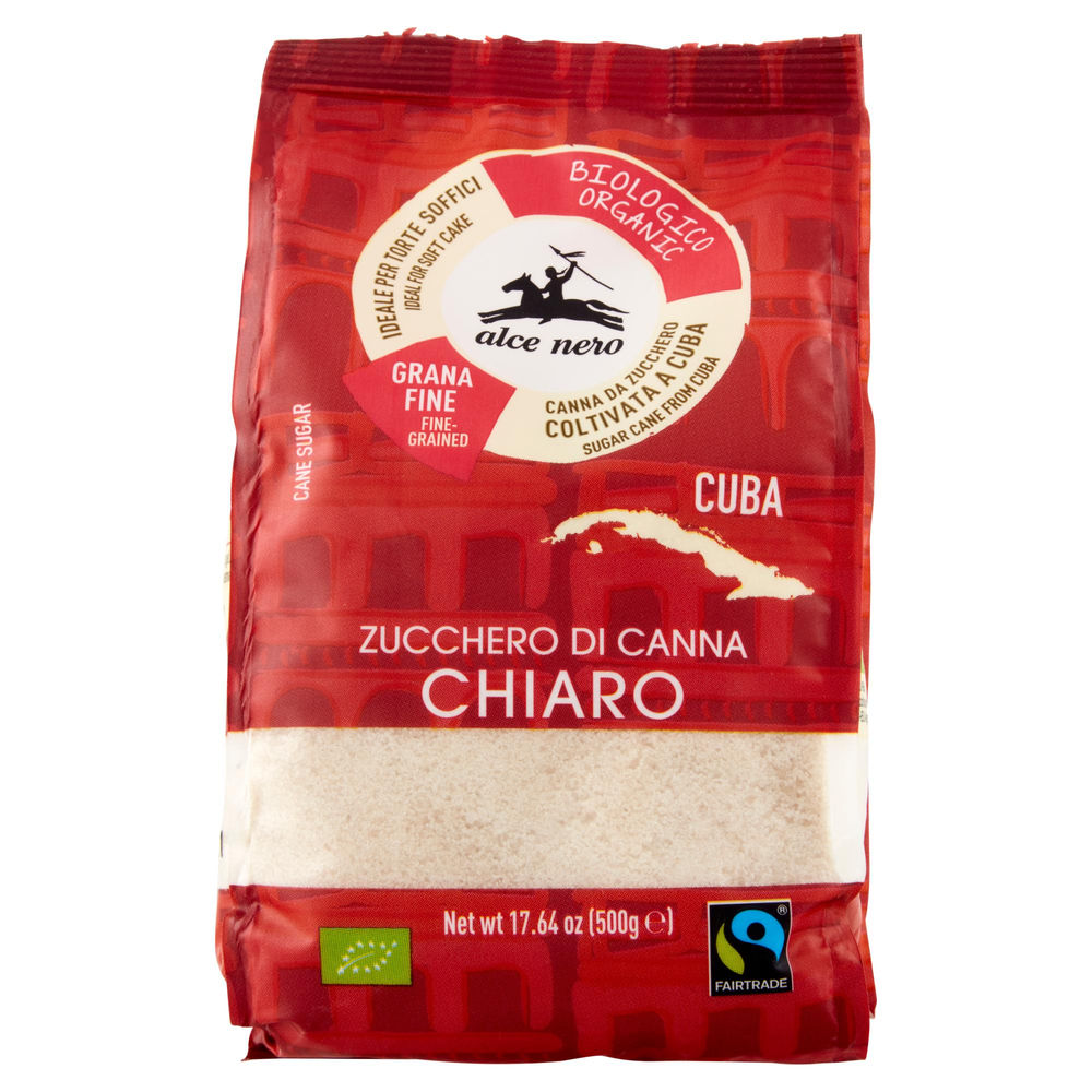 ZUCCHERO DI CANNA CHIARO CUBA BIO ALCE NERO FAIRTRADE SACCHETTO GR.500 - 0