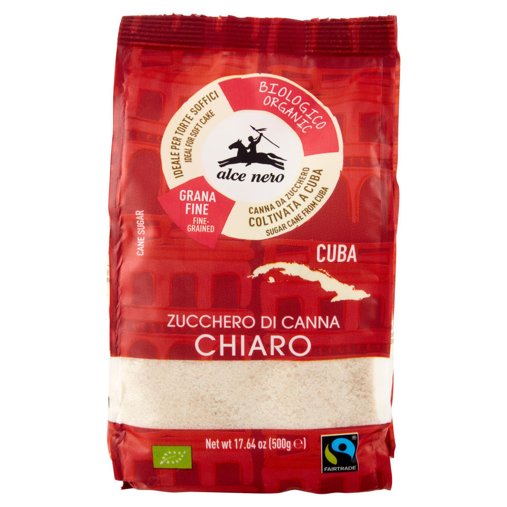 ZUCCHERO DI CANNA CHIARO CUBA BIO ALCE NERO FAIRTRADE SACCHETTO GR.500 - 2