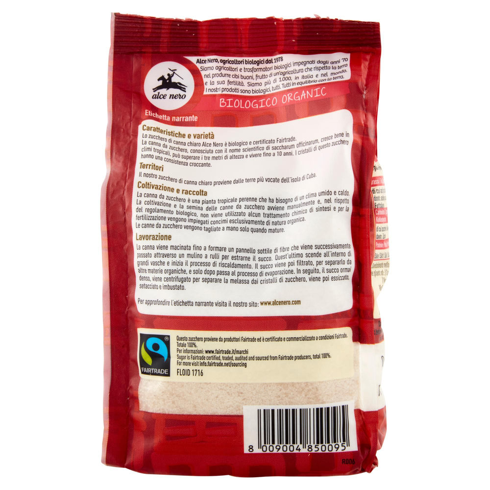 ZUCCHERO DI CANNA CHIARO CUBA BIO ALCE NERO FAIRTRADE SACCHETTO GR.500 - 1
