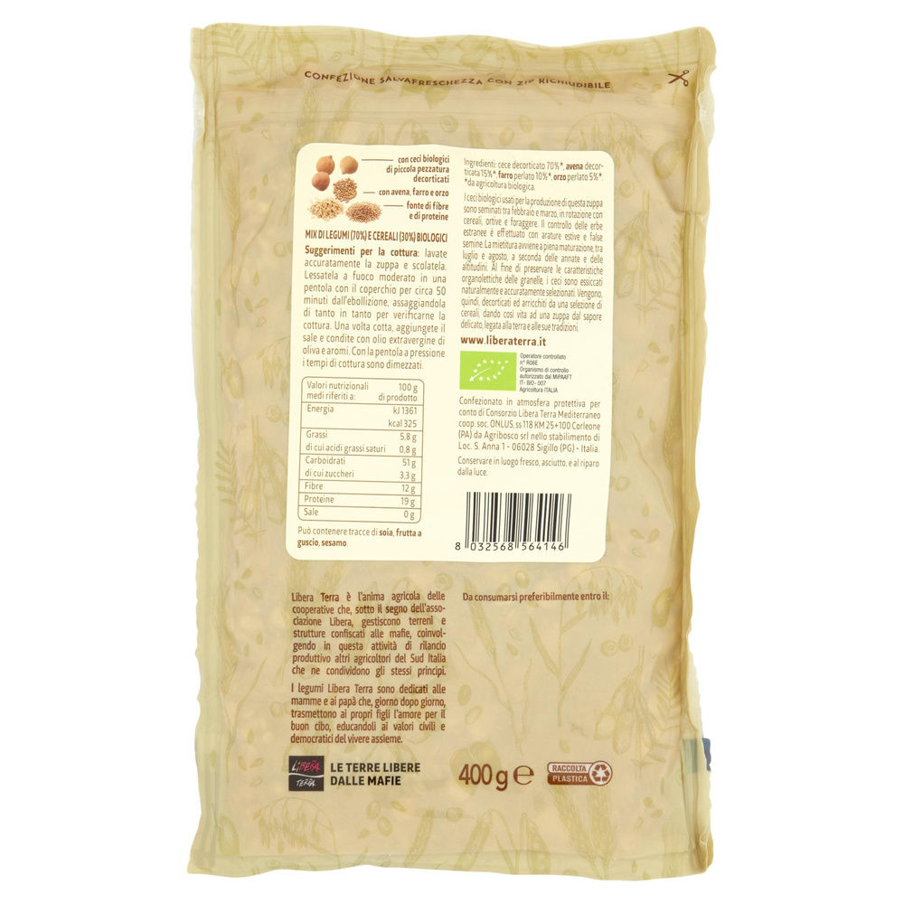 ZUPPA DI CECI AI CEREALI BIO IL GUSTO DEI LEGUMI LIBERA TERRA SH G 400 - 1