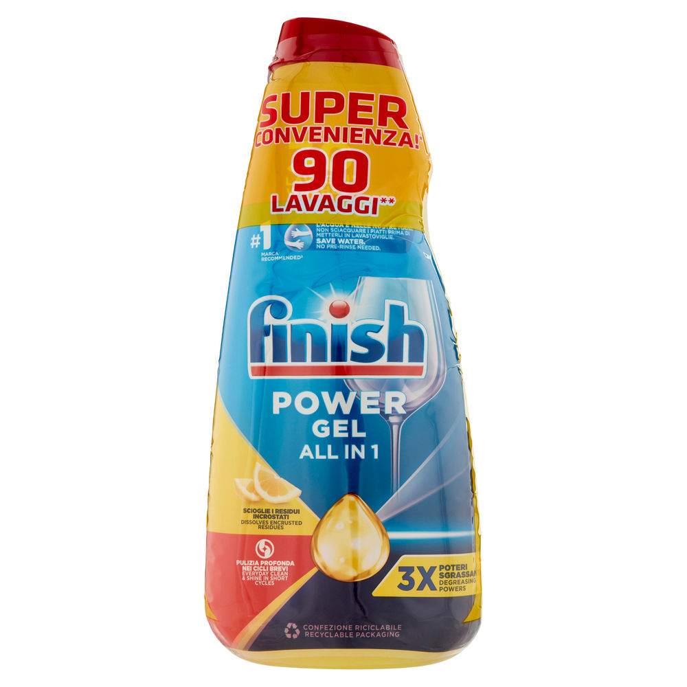 DETERSIVO PER LAVASTOVIGLIE FINISH POWERGEL MAX LIMONE ML 600X3 - 0