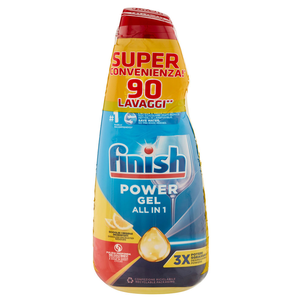 DETERSIVO PER LAVASTOVIGLIE FINISH POWERGEL MAX LIMONE ML 600X3 - 4