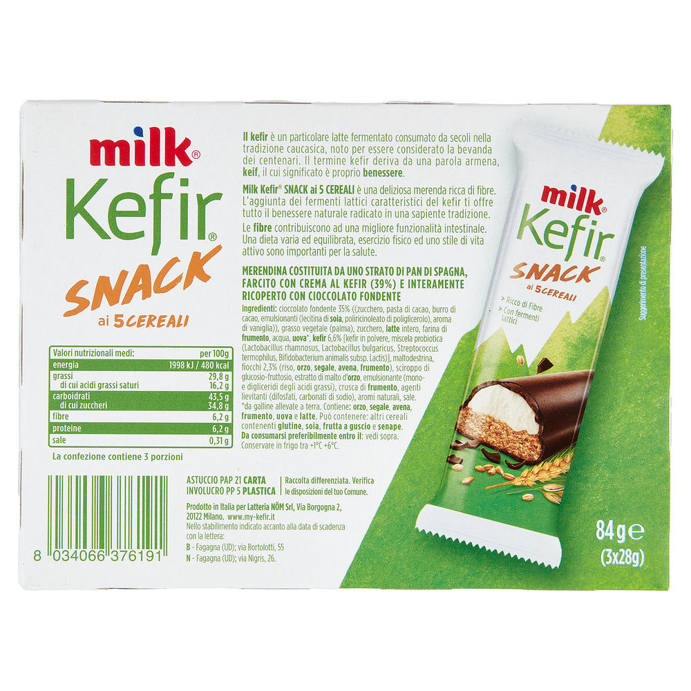 SNACK AL KEFIR E 5 CEREALI MILK 3X28G - 1