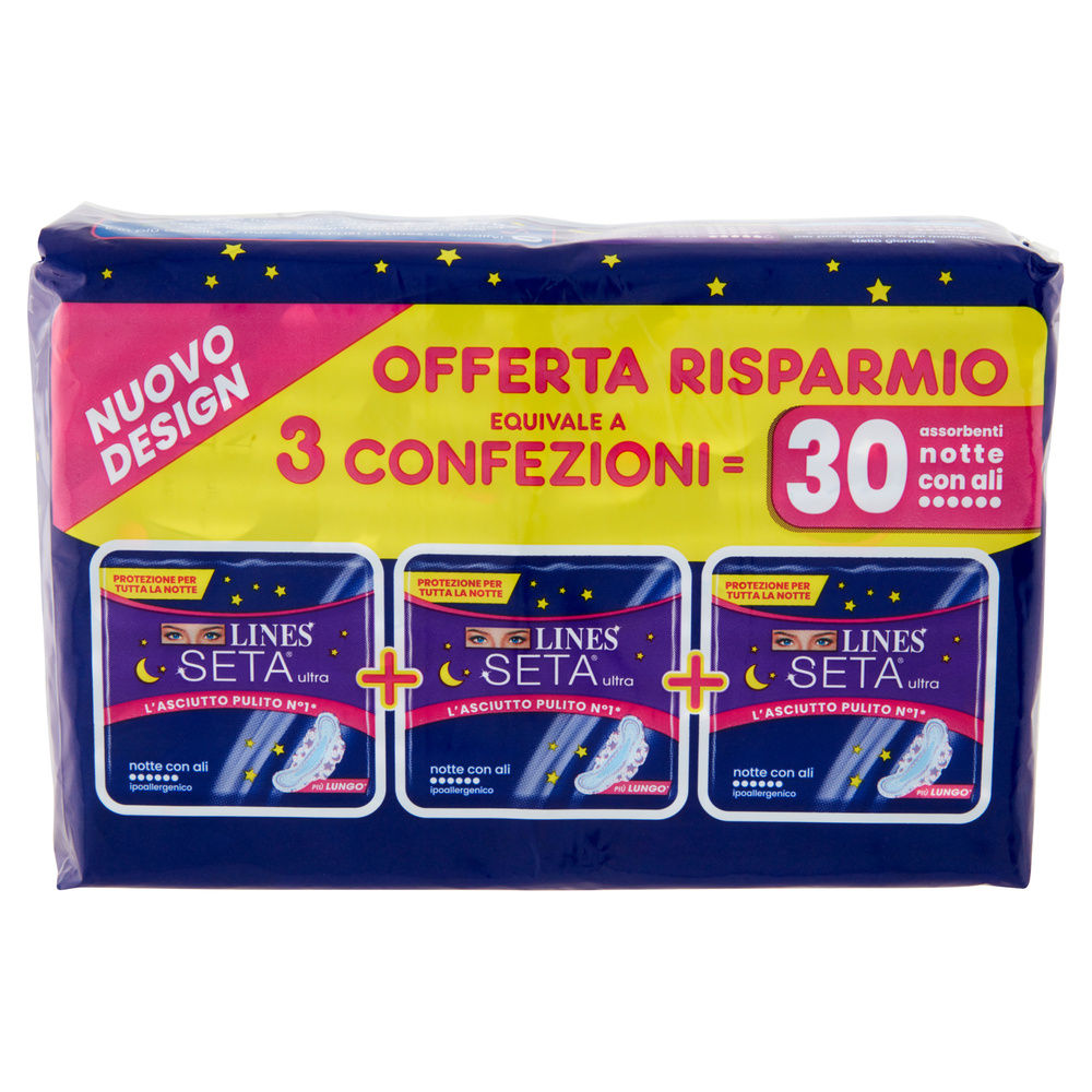 ASSORBENTI LINES SETA ULTRA TRIO PACCO BASE NOTTE PZ 30 - 6