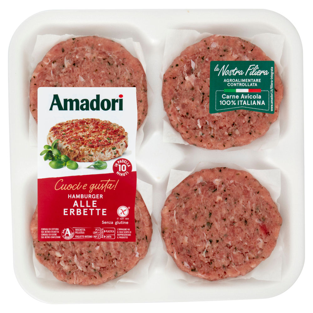 HAMBURGER CON ERBETTE CON CARNE DI TACCHINO E POLLO CF 408 G AMADORI - 1