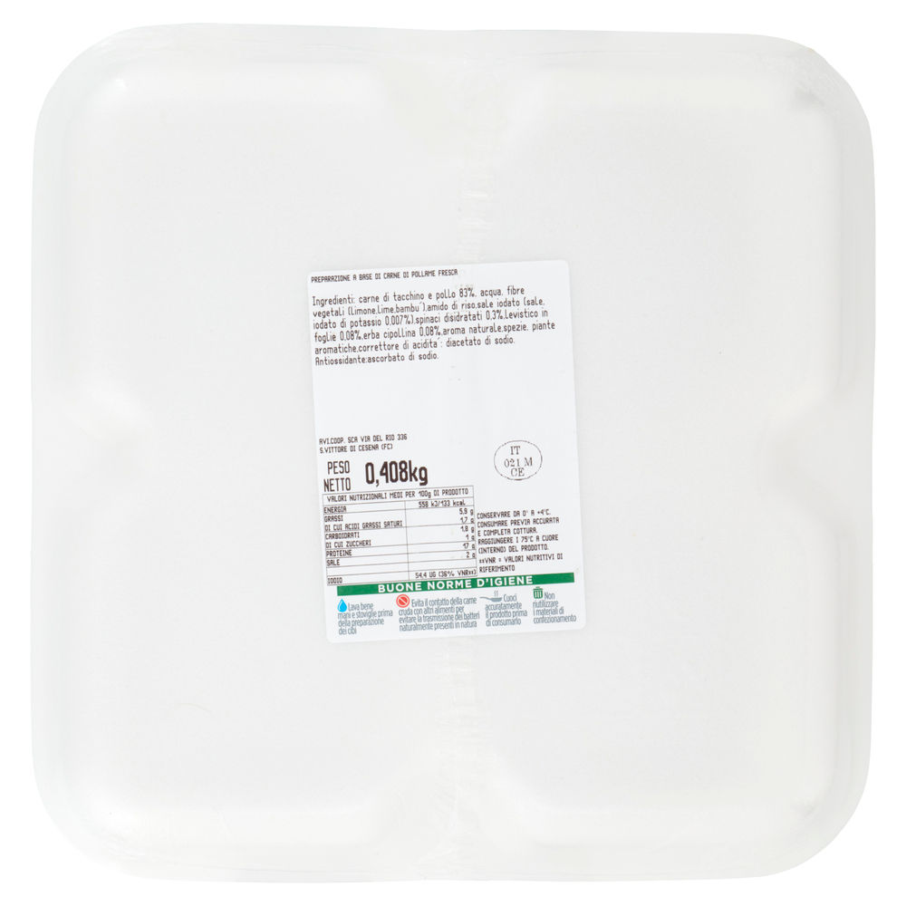 HAMBURGER CON ERBETTE CON CARNE DI TACCHINO E POLLO CF 408 G AMADORI - 3