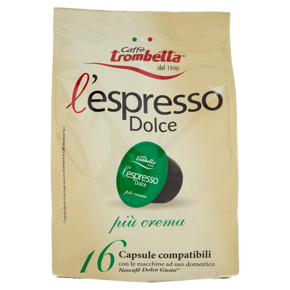 CAPSULE PER L'ESPRESSO DOLCE PIU CREMA  CAFFÈ TROMBETTA 16PZ 112G - 1