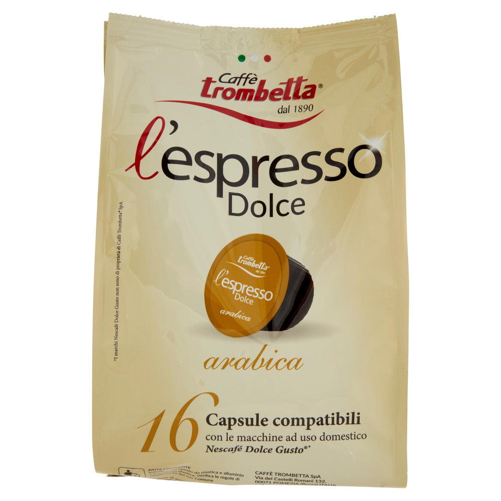 CAPSULE PER L'ESPRESSO DOLCE ARABICA  CAFFÈ TROMBETTA 16PZ 112G - 1
