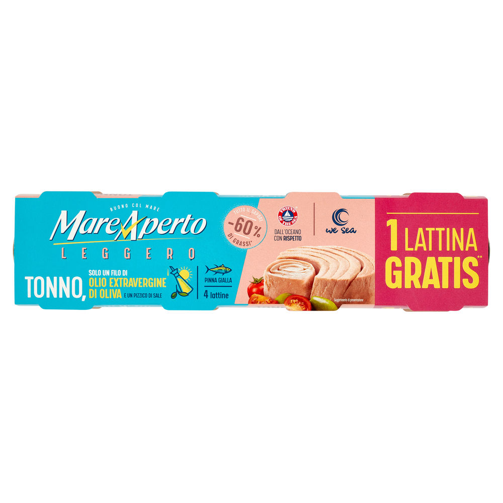 TONNO LEGGERO ALL'OLIO EXTRA VERGINE DI OLIVA MARE APERTO G 60X3+1 OMAGGIO - 0
