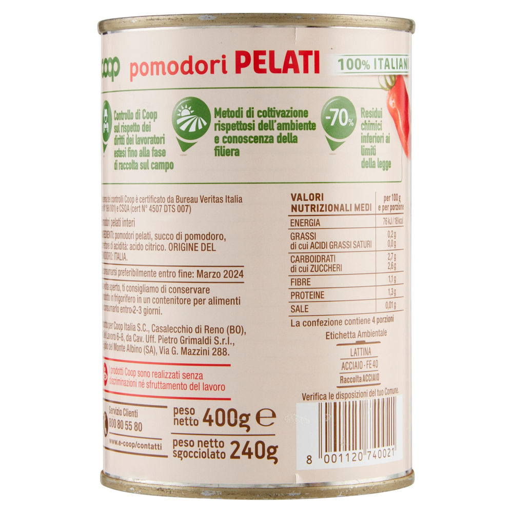 POMODORI PELATI ORIGINE COOP BARATTOLO G 400 - 5