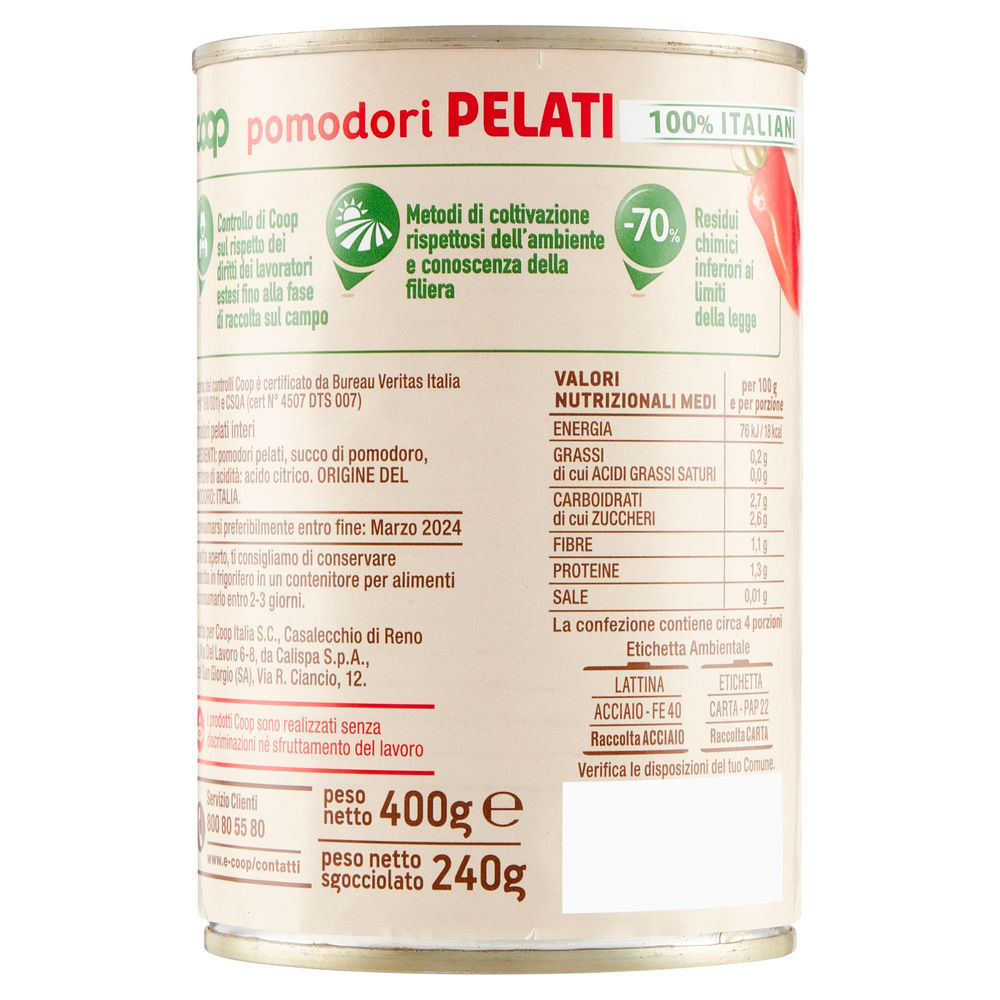 POMODORI PELATI ORIGINE COOP BARATTOLO G 400 - 4