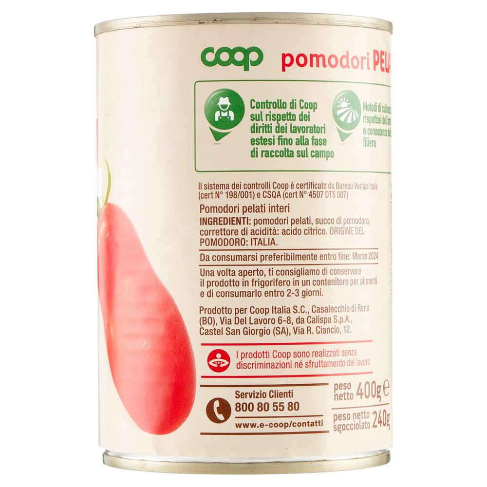 POMODORI PELATI ORIGINE COOP BARATTOLO G 400 - 24