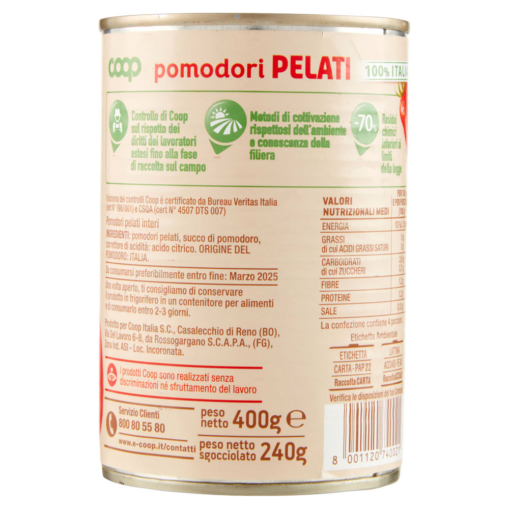 POMODORI PELATI ORIGINE COOP BARATTOLO G 400 - 6