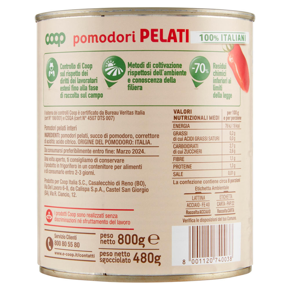POMODORI PELATI ORIGINE COOP BARATTOLO G800 - 4