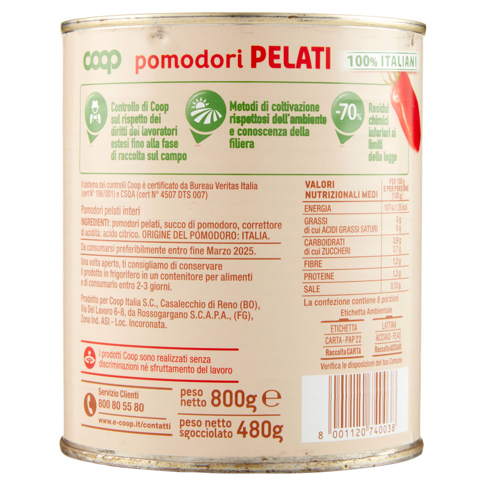 POMODORI PELATI ORIGINE COOP BARATTOLO G800 - 5