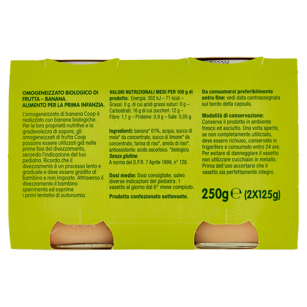 OMOGENEIZZATO BANANA BIO COOP CRESCENDO CLUSTER G 125X2 - 1
