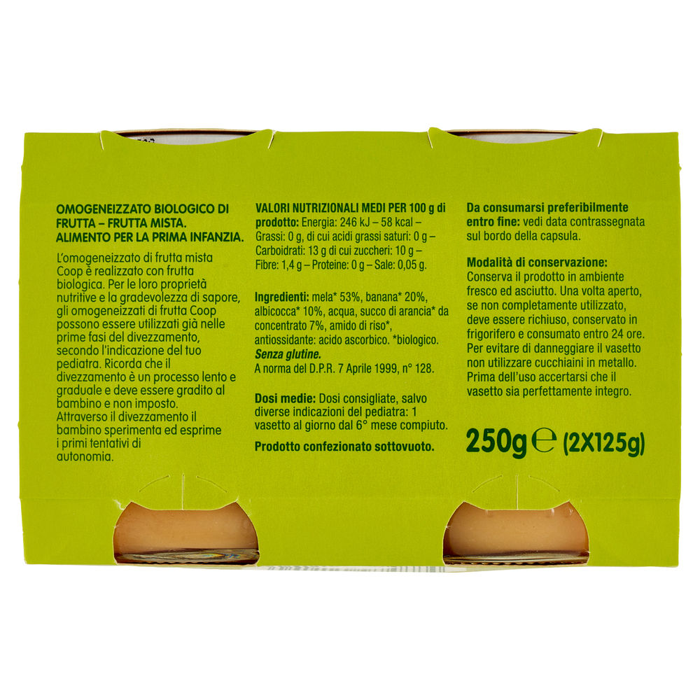 OMOGENEIZZATO FRUTTA MISTA BIO COOP CRESCENDO  CLUSTER G 125X2 - 1