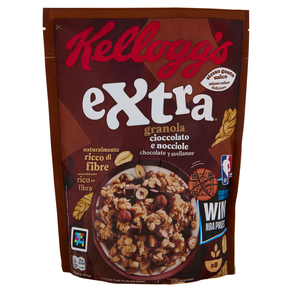 Cereali cioccolato e nocciole kellogg's extra scatola g 375