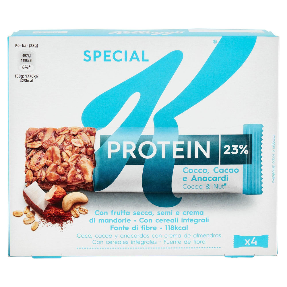 BARRETTE SPECIAL K PROTEIN CACAO, COCCO & ANACARDI KELLOGG G 112 - 10