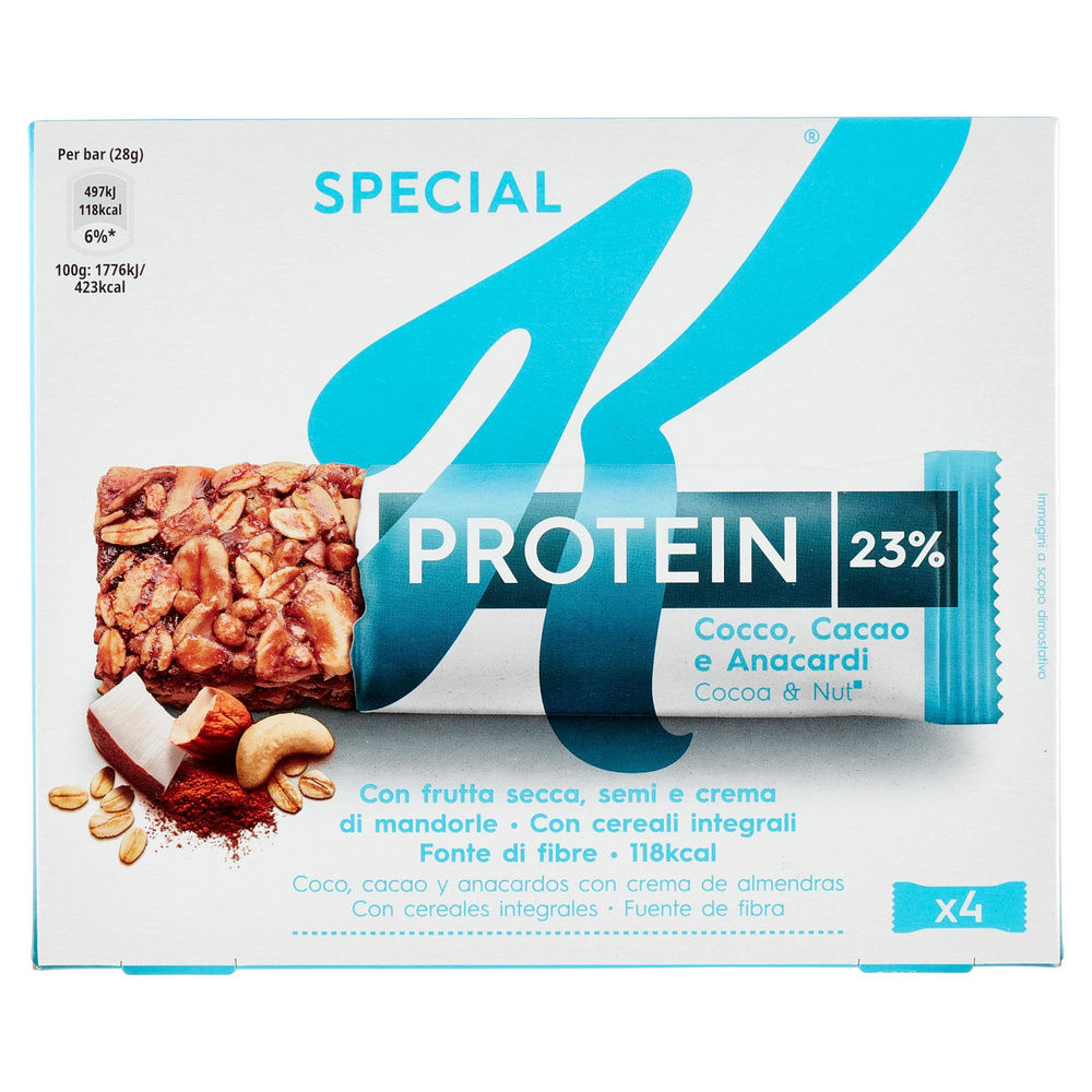BARRETTE SPECIAL K PROTEIN CACAO, COCCO & ANACARDI KELLOGG G 112 - 11