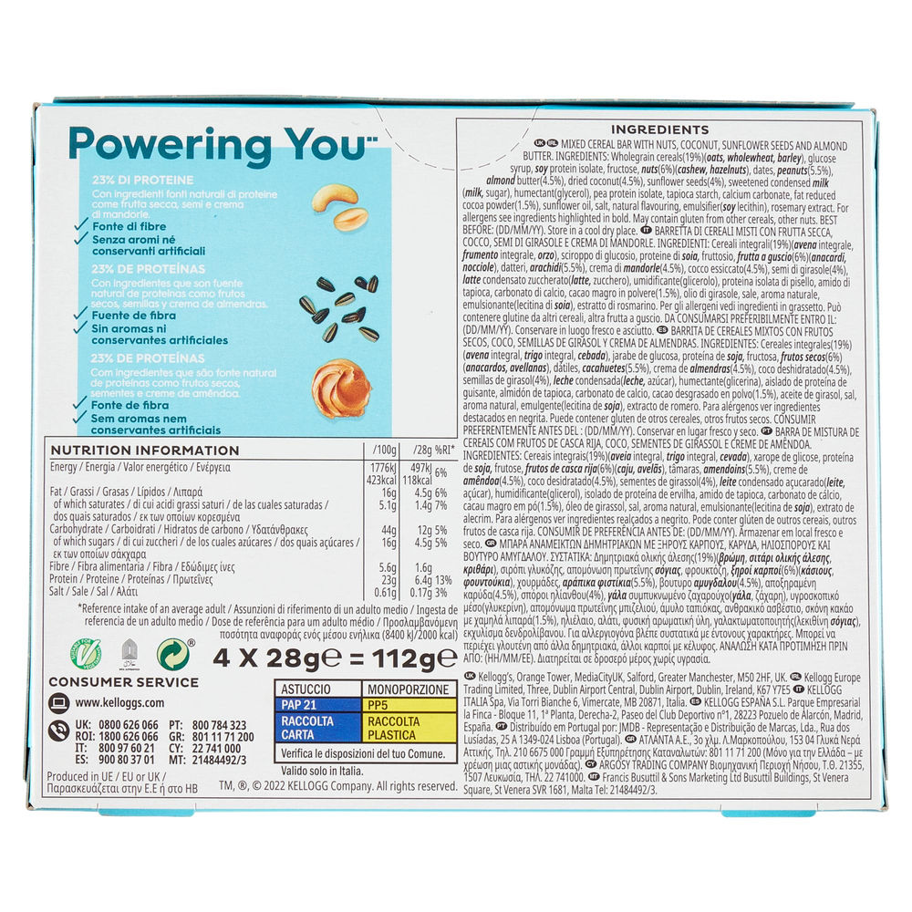 BARRETTE SPECIAL K PROTEIN CACAO, COCCO & ANACARDI KELLOGG G 112 - 3