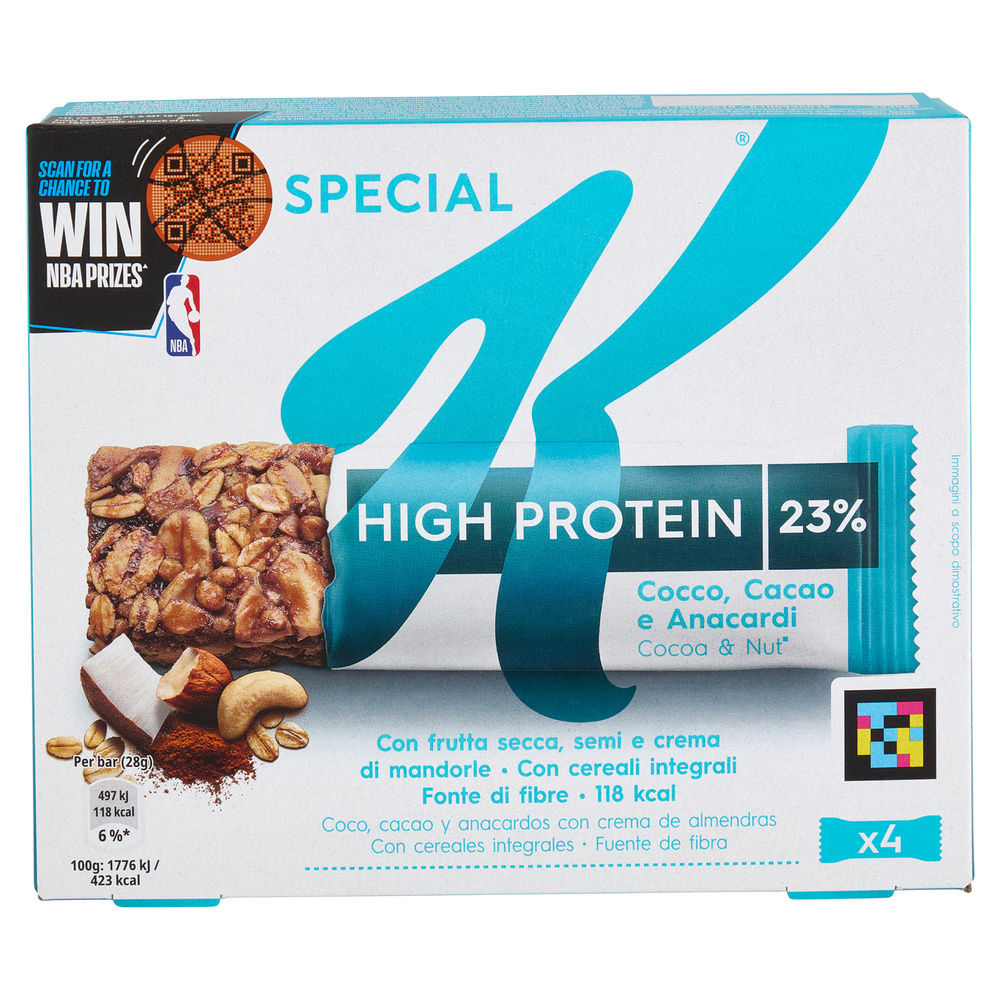 BARRETTE SPECIAL K PROTEIN CACAO, COCCO & ANACARDI KELLOGG G 112 - 9