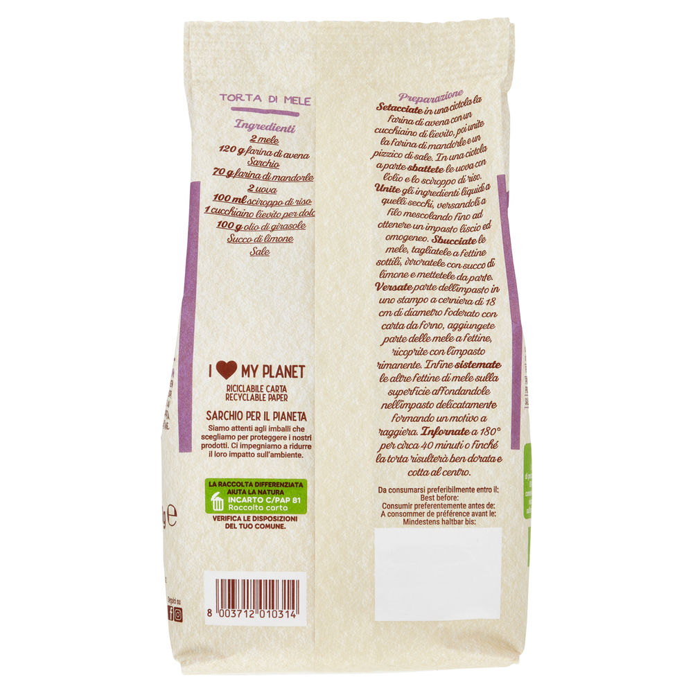FARINA D'AVENA INTEGRALE BIO SARCHIO SACCHETTO G 350 - 1