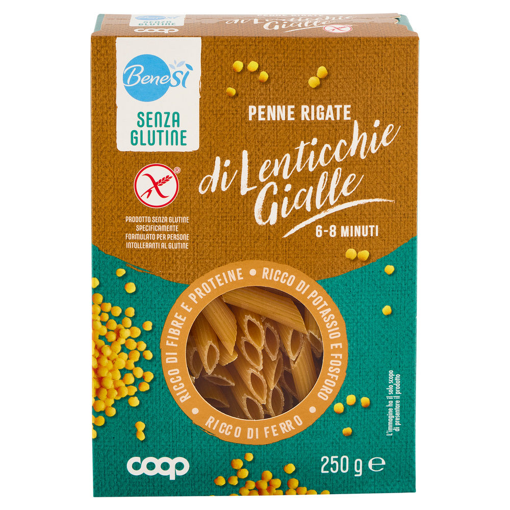 PENNE RIGATE DI LENTICCHIE GIALLE SENZA GLUTINE BENESI' COOP 250G - 8