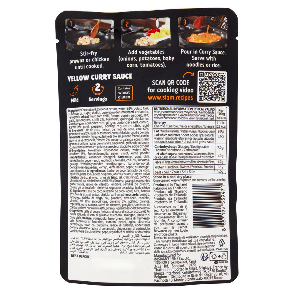 SALSA YELLOW CURRY SAUCE DE SIAM 200G (SALSA DI CURRY GIALLO) - 1