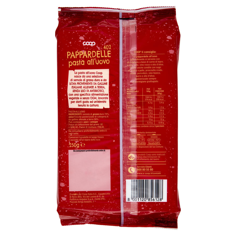 PAPPARDELLE UOVO N.402 COOP S/USO DI ANTIBIOTICI VASC G250 - 1