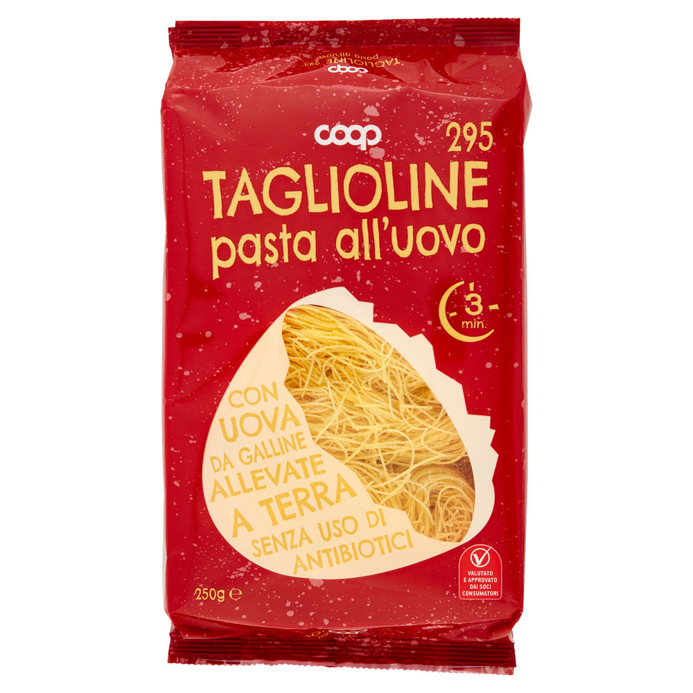 Taglioline fini all'uovo n.295 coop senza uso di antibiotici vaschetta g 250
