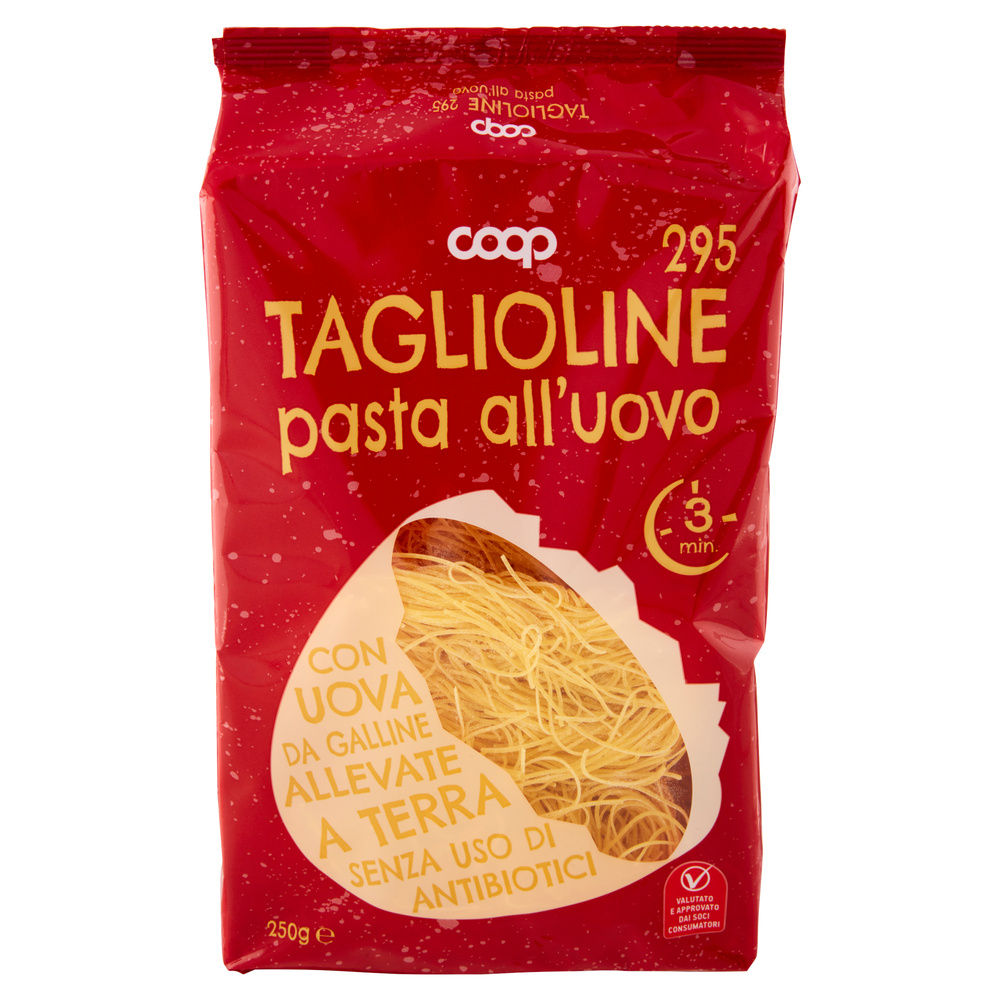TAGLIOLINE FINI ALL'UOVO N.295 COOP SENZA USO DI ANTIBIOTICI VASCHETTA G 250 - 2