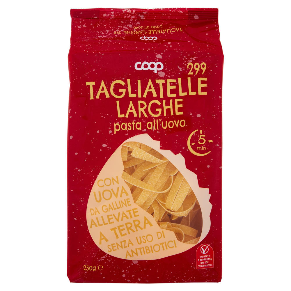 TAGLIATELLE UOVO LARGHE N.299 COOP S/USO DI ANTIBIOTICI VASC.G250 - 8