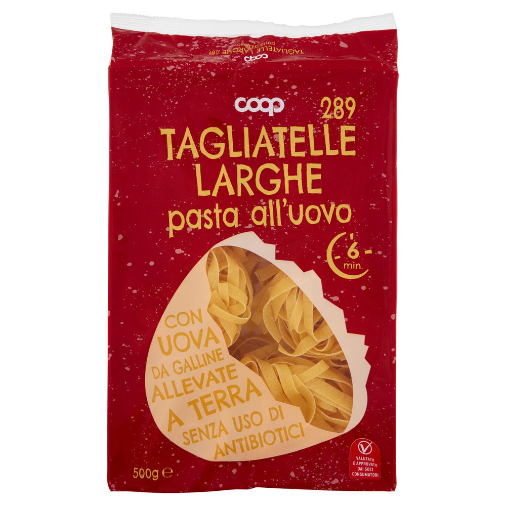 TAGLIATELLE UOVO LARGHE NIDI N.289 COOP S/USO DI ANTIBIOTICI VASS. G .500 - 2