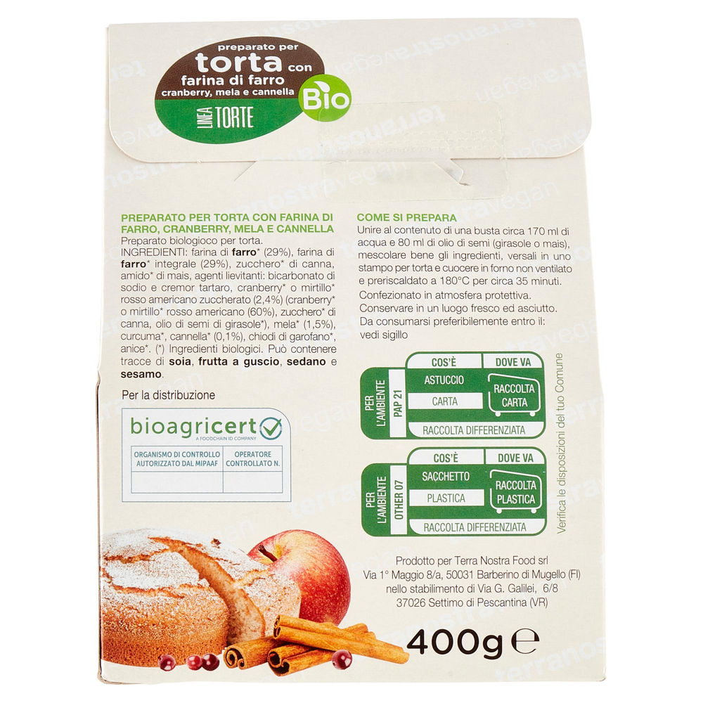 PREPARATO PER TORTA DI FARRO CON CRANBERRY, MELA, CANNELLA - 1